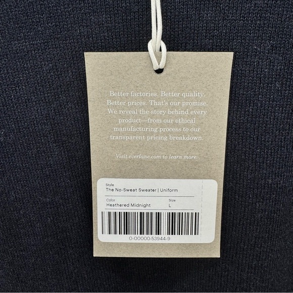 Everlane Men's No-Sweat Sweater - Heathered Midnight Sz Lg NWT - Picture 4 of 7